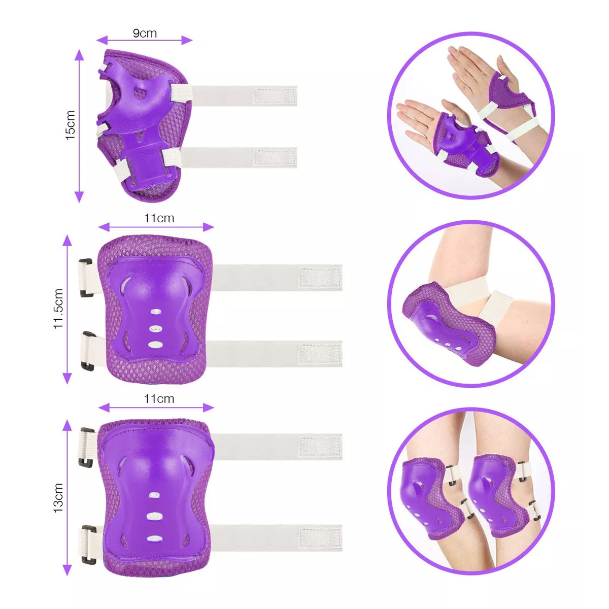 Foto 4 pulgar | Kit De Protección De Patín Niños Con Casco Rodillera Codera Eo Safe Imports Esi-17509 Purpura