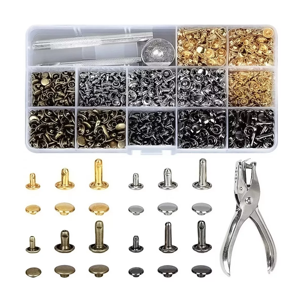 Kit De Tachas Y Remaches Para Decorar Cuero 484 Piezas Eo Safe Imports Esi-17441 Multicolor