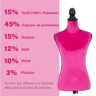 Foto 4 | Maniquí Torso Femenino Afelpado Onof Mtfat Para Modista Color Fucsia
