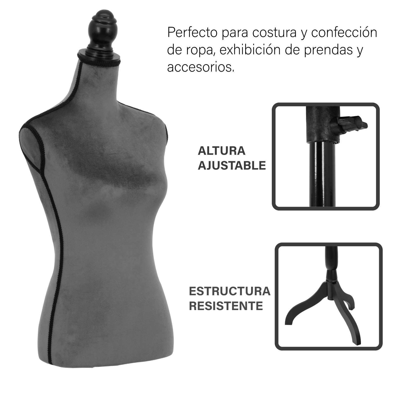 Foto 2 | Maniquí Torso Femenino Afelpado Onof Mtfat Para Modista Color Gris Fuerte