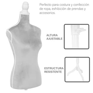 Foto 3 | Maniqui Torso Femenino Afelpado Onof Mtfat Para Modista Color Gris
