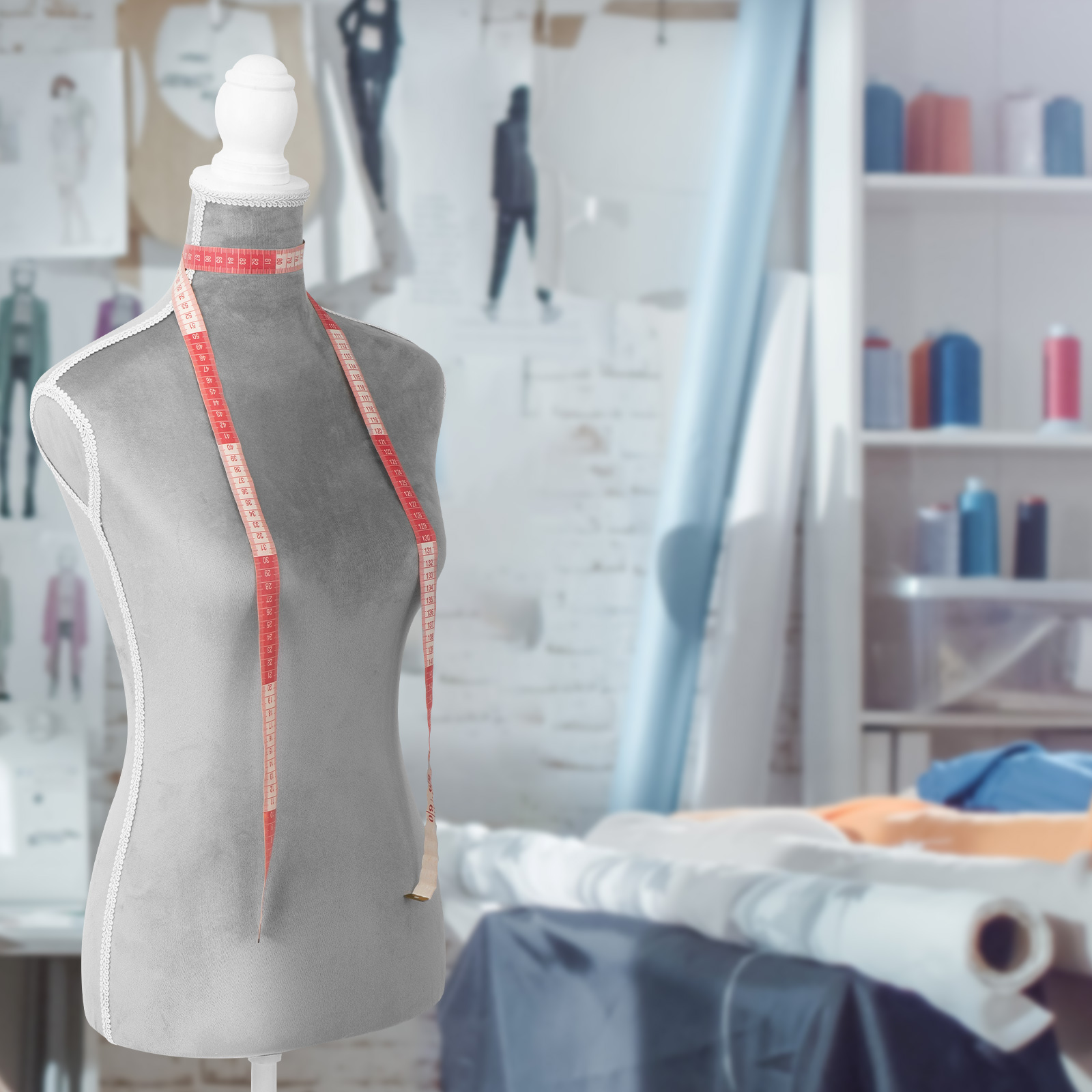 Foto 8 | Maniqui Torso Femenino Afelpado Onof Mtfat Para Modista Color Gris