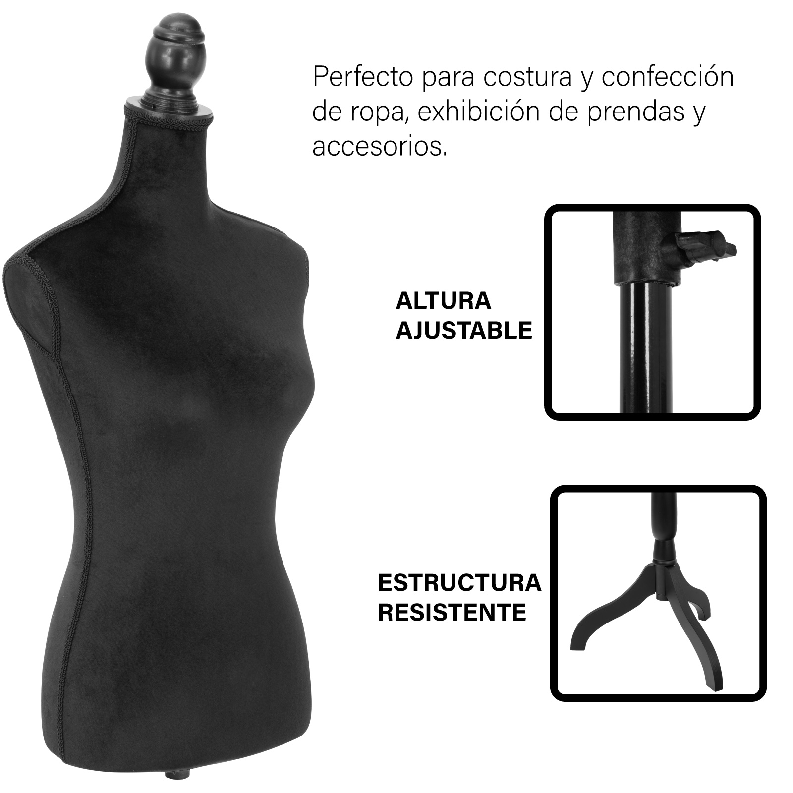 Foto 4 pulgar | Maniquí Torso Femenino Afelpado Onof Mtfat Confeccionado Color Negro