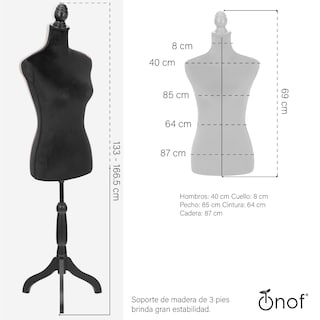 Foto 6 | Maniquí Torso Femenino Afelpado Onof Mtfat Confeccionado Color Negro