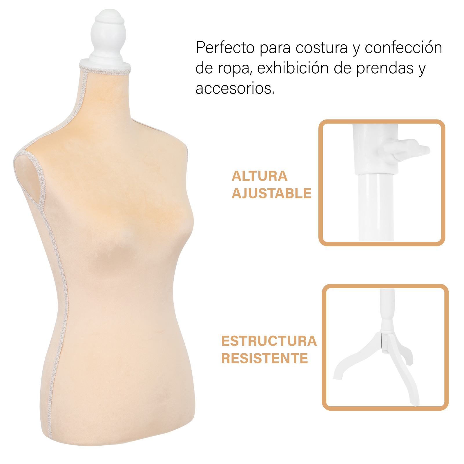 Foto 3 | Maniquí De Costura Onof Mtfat Torso Femenino Para Modistas Color Beige