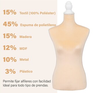 Foto 5 | Maniquí De Costura Onof Mtfat Torso Femenino Para Modistas Color Beige