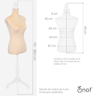 Foto 6 | Maniquí De Costura Onof Mtfat Torso Femenino Para Modistas Color Beige