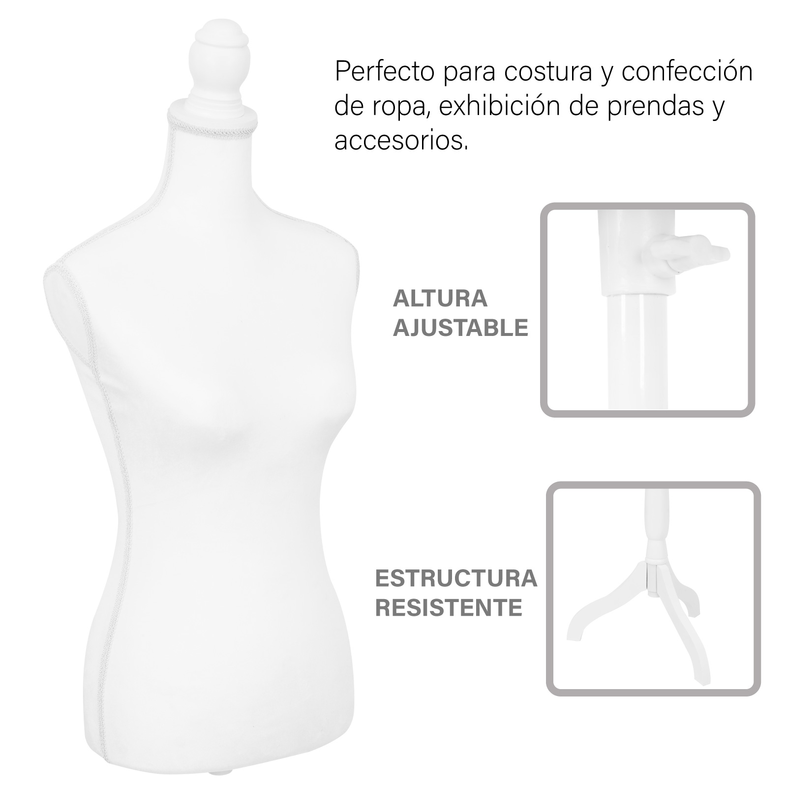 Foto 4 pulgar | Maniquí Torso Femenino Afelpado Onof Mtfat Para Modista Color Blanco