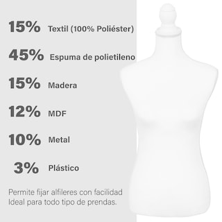 Foto 5 | Maniquí Torso Femenino Afelpado Onof Mtfat Para Modista Color Blanco