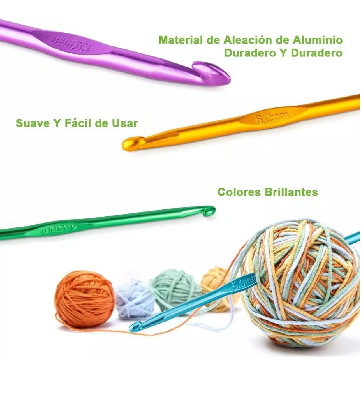 Foto 5 | Kit de Ganchos y Accesorios para Tejer al Crochet Belug Multicolor 100 Piezas