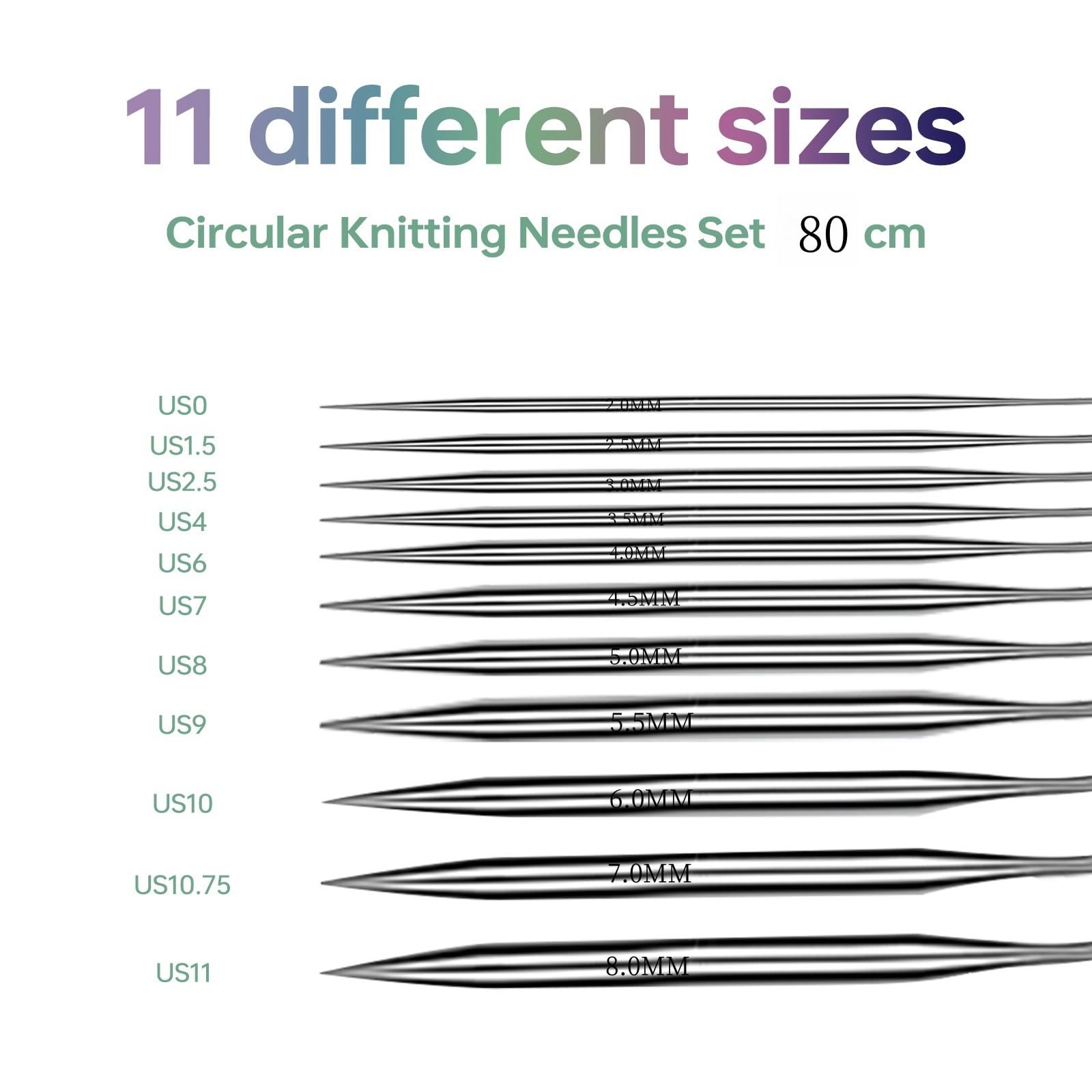 Foto 2 | Agujas De Tejer Fotn Circulares De Acero Inoxidable 80 Cm/36 Pulgadas - Venta Internacional.