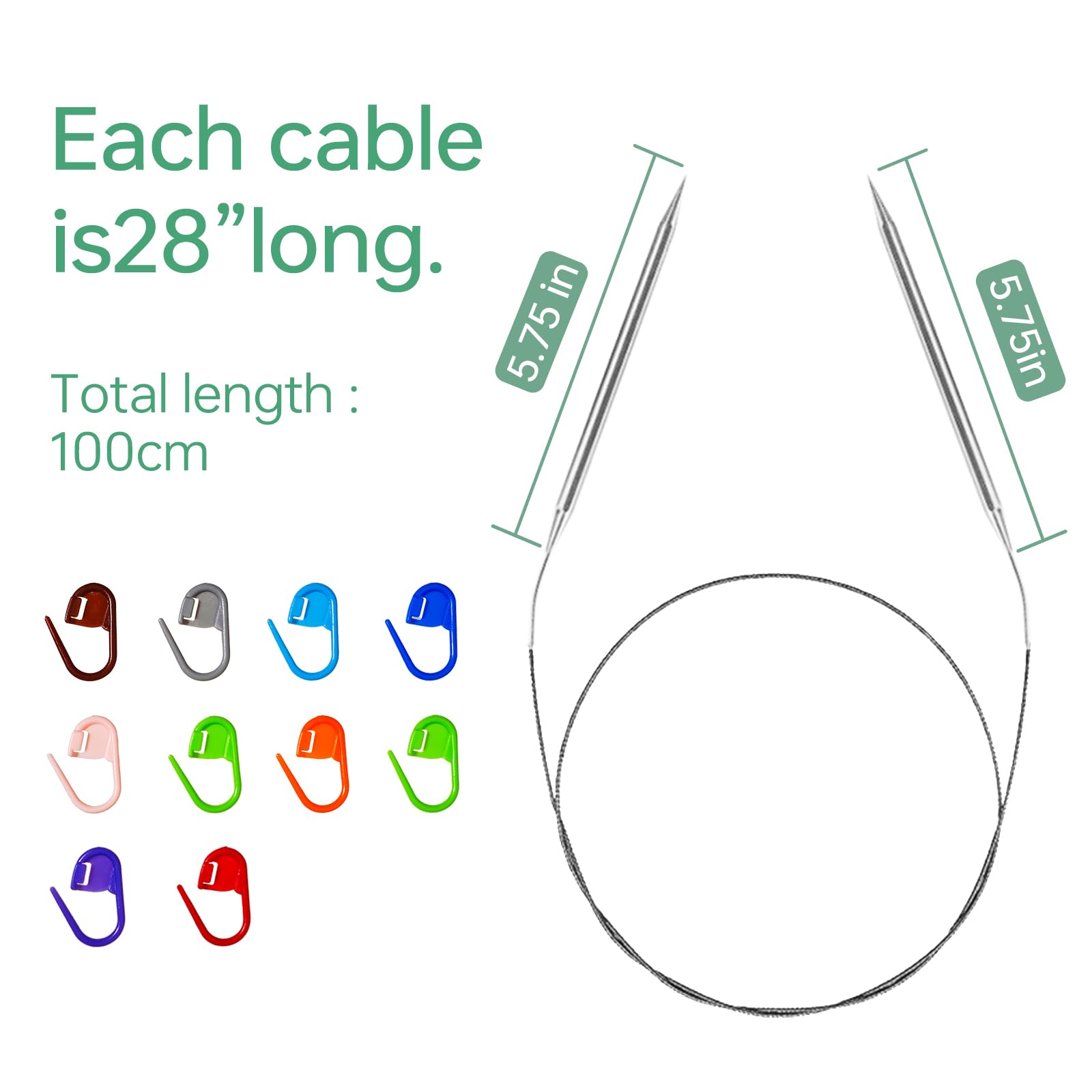 Foto 4 | Agujas De Tejer Fotn Circulares De Acero Inoxidable 80 Cm/36 Pulgadas - Venta Internacional.