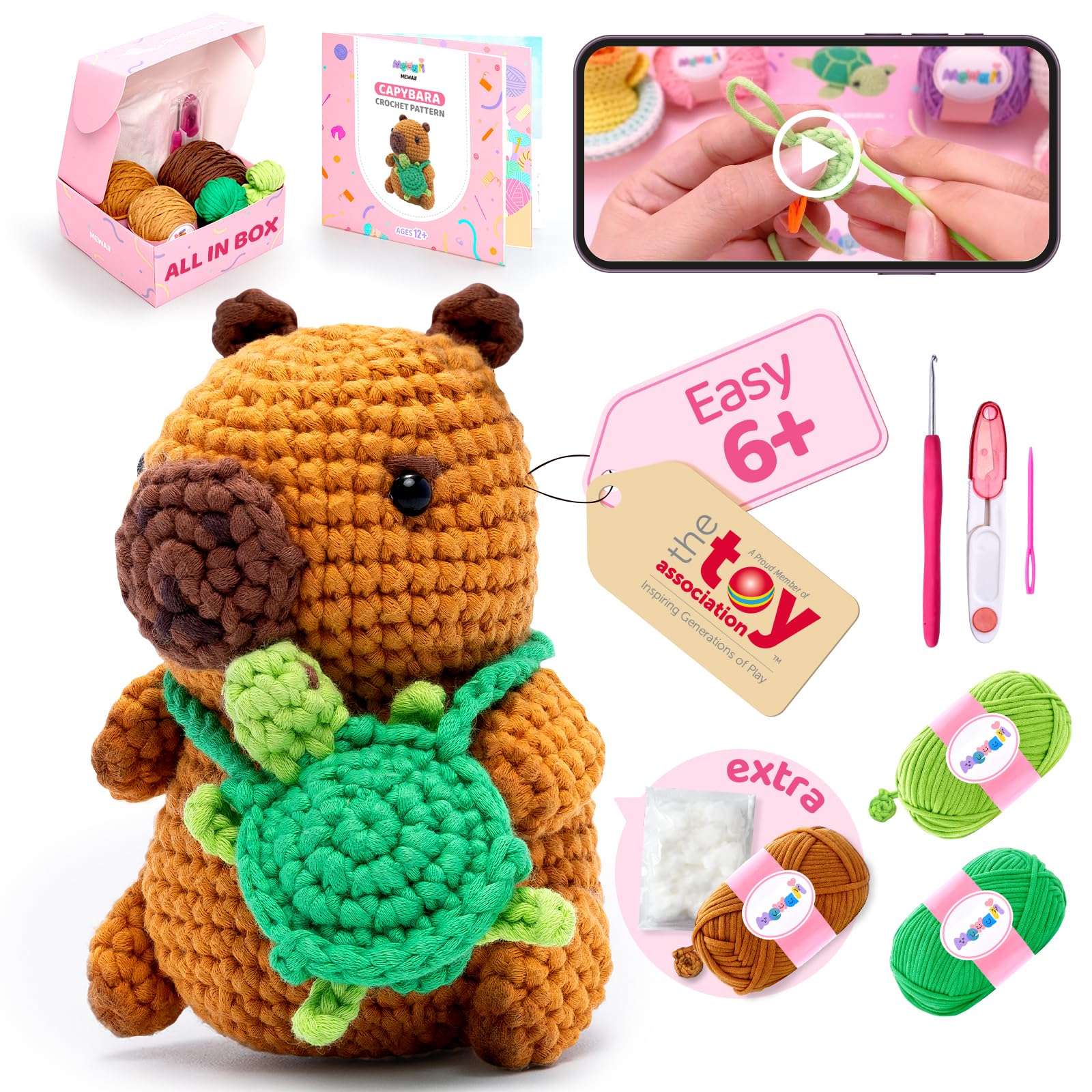 Foto 2 pulgar | Kit De Ganchillo Mewaii Para Principiantes De Nivel 1 Con Un 40% De Lana Extra - Venta Internacional.