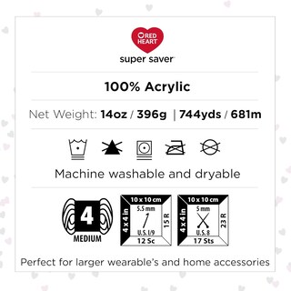 Foto 6 | Yarn Red Heart Super Saver Jumbo Mirage, 396 G/744 Yardas, Acrílico - Venta Internacional.