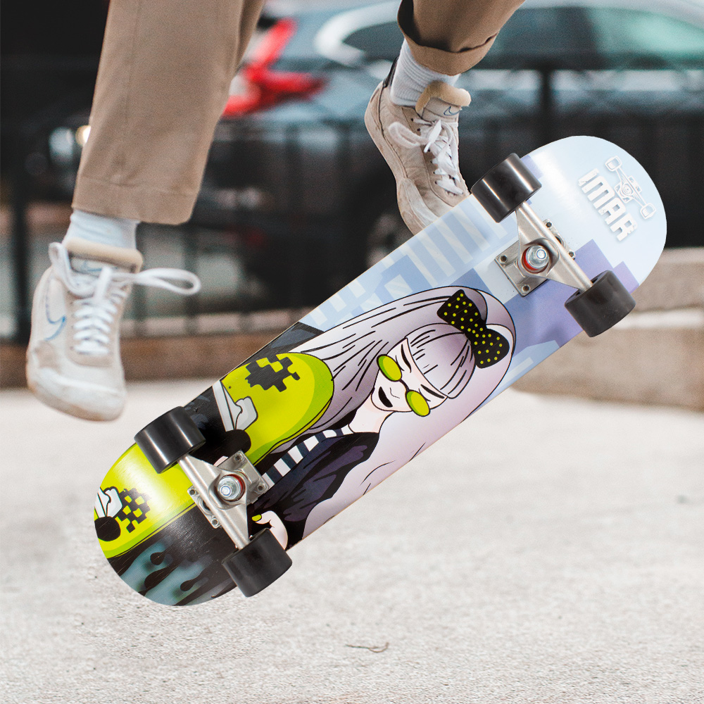 Foto 4 pulgar | Patineta Skate Girl Clásica Tabla Madera Juvenil Llantas Resistentes de Gel Multicolor