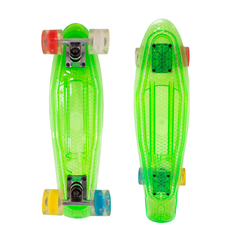 Foto 2 pulgar | Patineta Skate Cruiser Mini Genérico A006-VR color Verde Transparente Llanta Gel Flash Luz Led