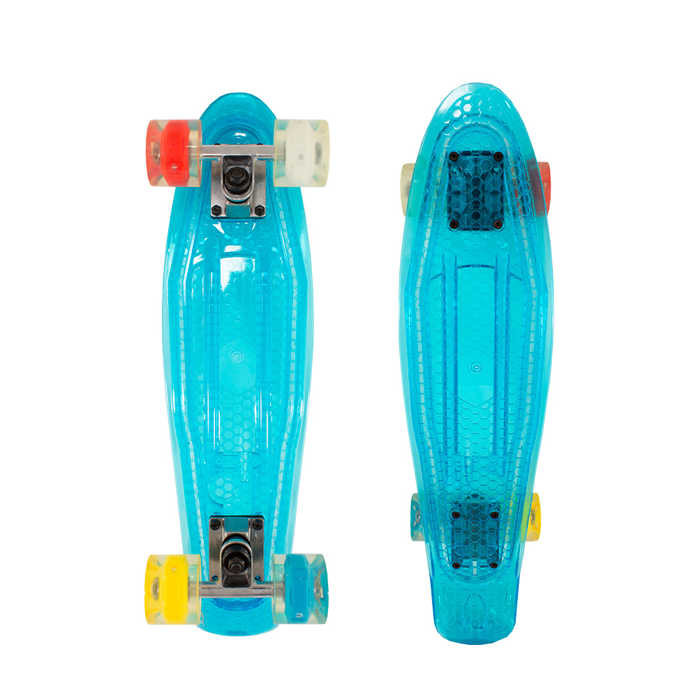 Foto 2 pulgar | Patineta Skate Cruiser Mini Genérico A006-AZ color Azul Transparente Llanta Gel Flash Luz Led