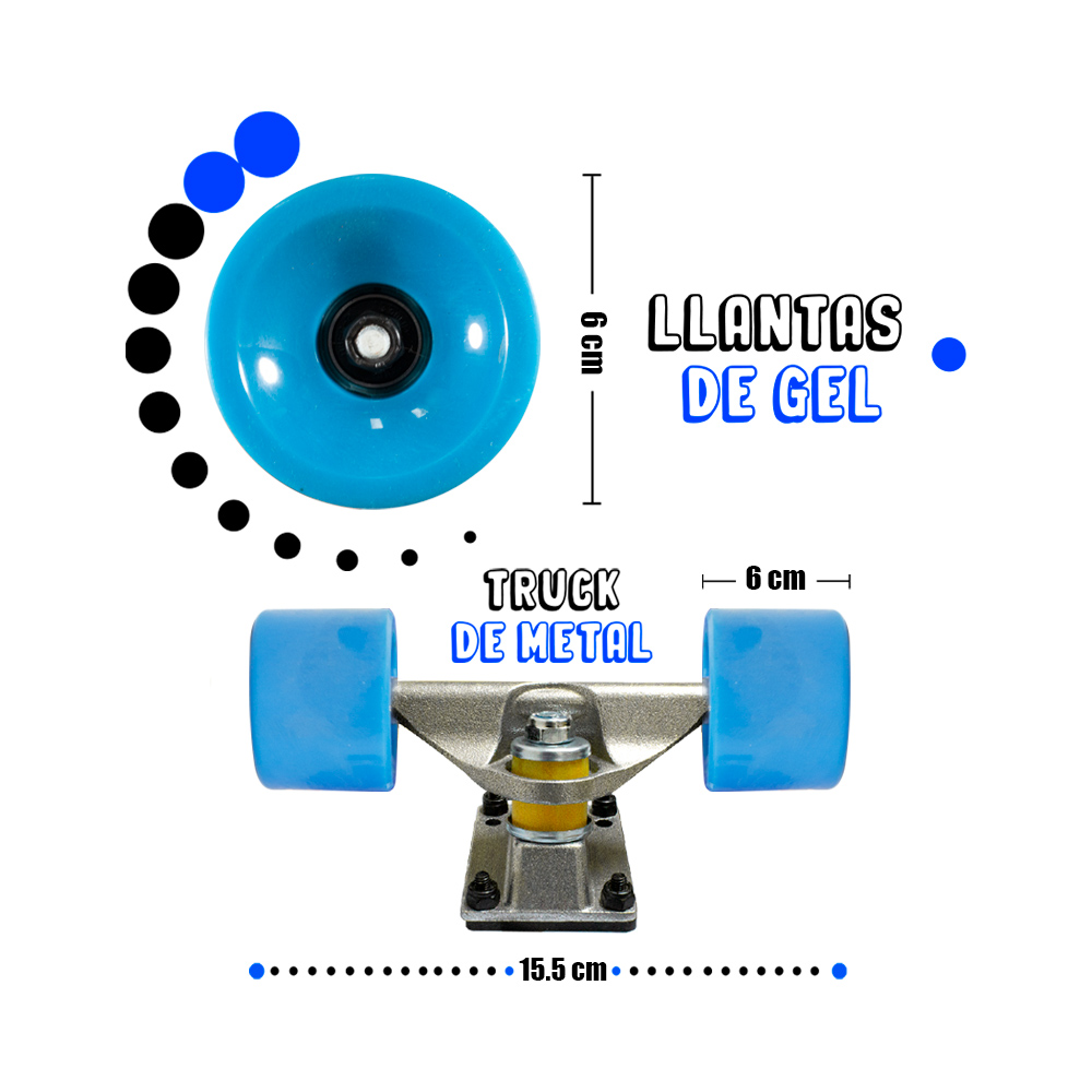 Foto 2 | Patineta Cruiser Mate Engomada con Llantas Lisas de Alta Resistencia color Azul