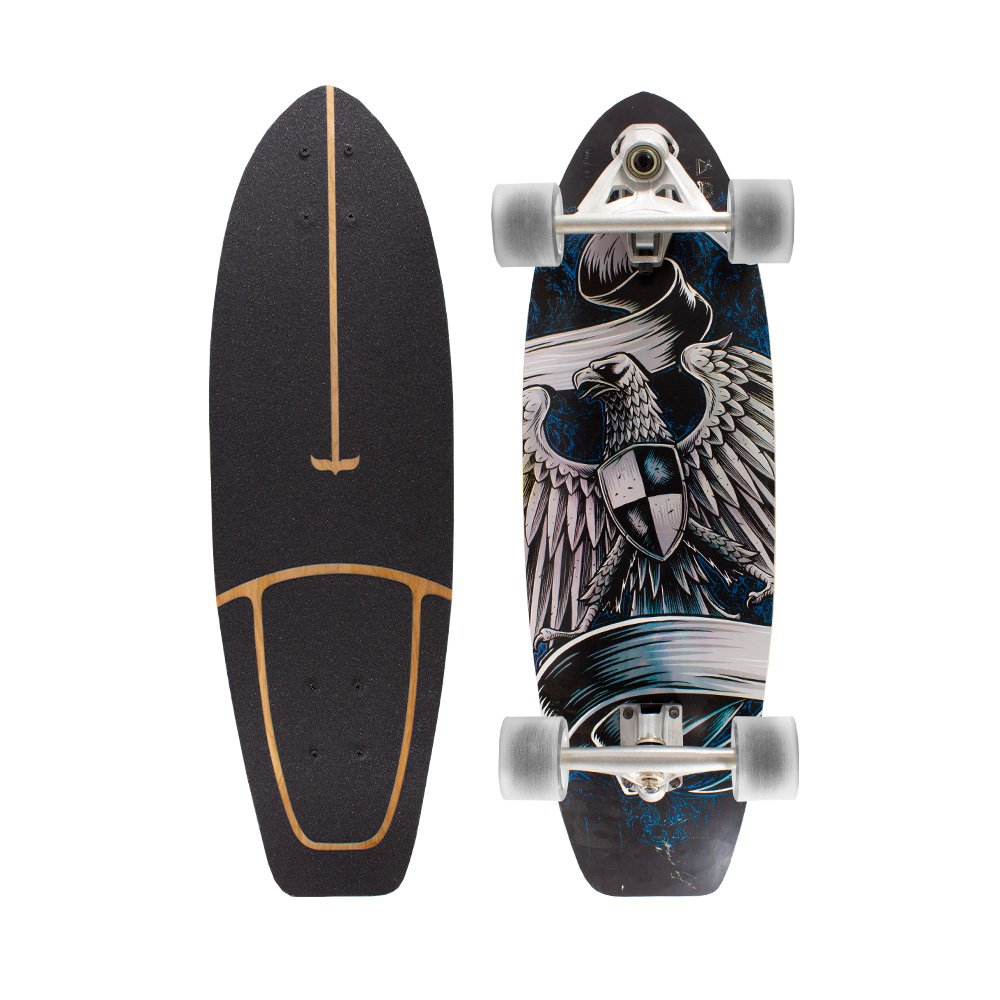 Patineta Cruiser Surf Piso Lija Reforzada Suelo Altamente Resistente Diseño Cuervo