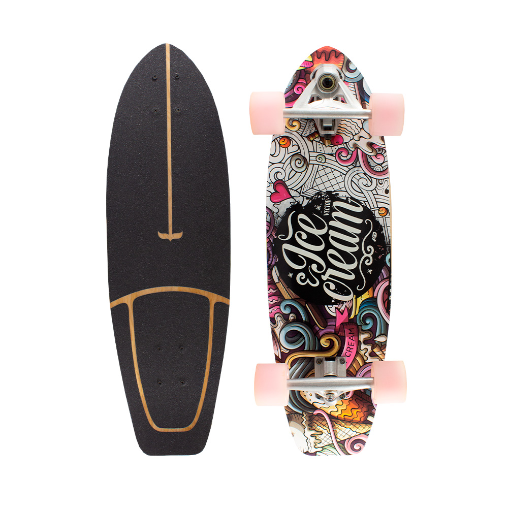 Patineta Cruiser Surf Piso Lija Reforzada Suelo Altamente Resistente Diseño Helado