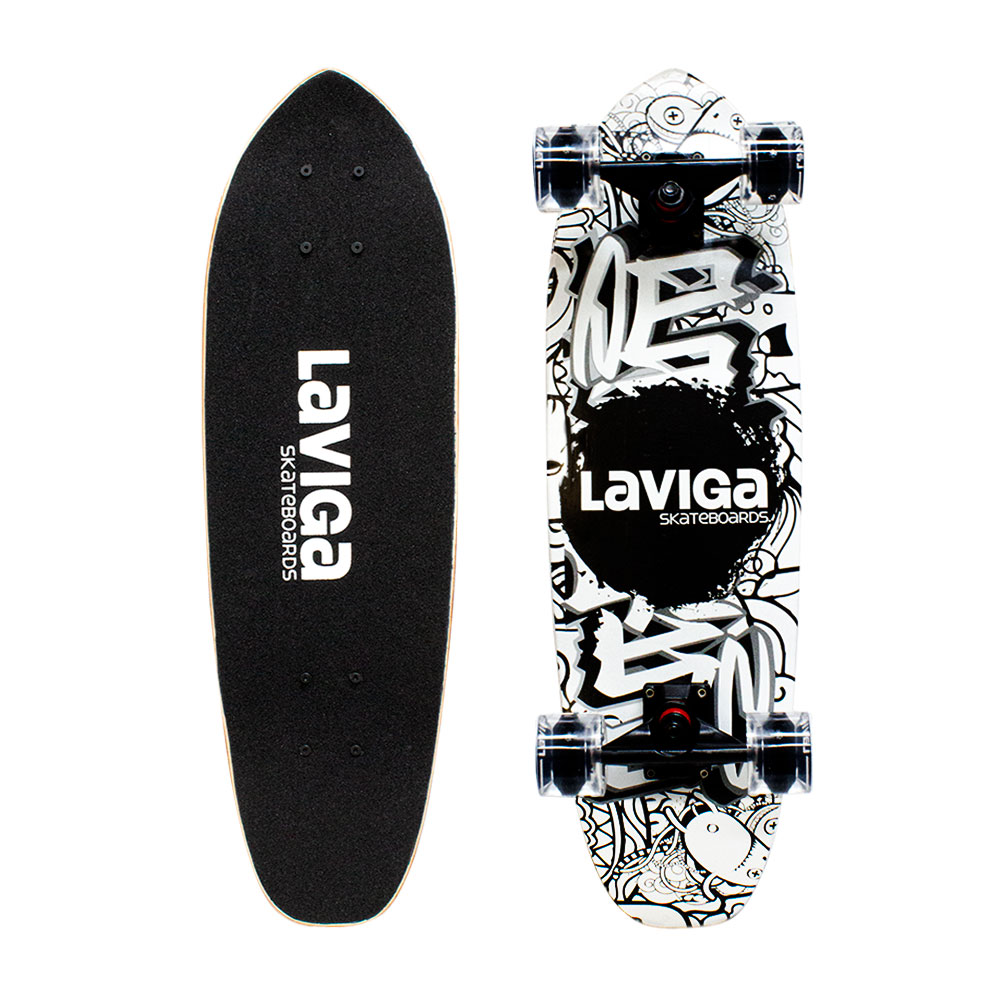 Foto 2 pulgar | Patineta Cruiser Surf de Madera/ Diseño Grafiti Skate/ Llantas Pu/ Luz Led/ color Blanco