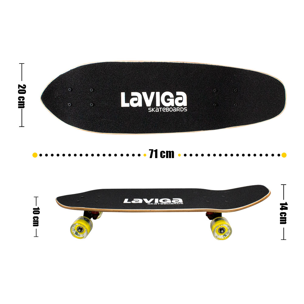 Foto 4 pulgar | Patineta Cruiser Surf de Madera/ Diseño Fuego Skate/ Llantas Pu Luz Led color Amarillo