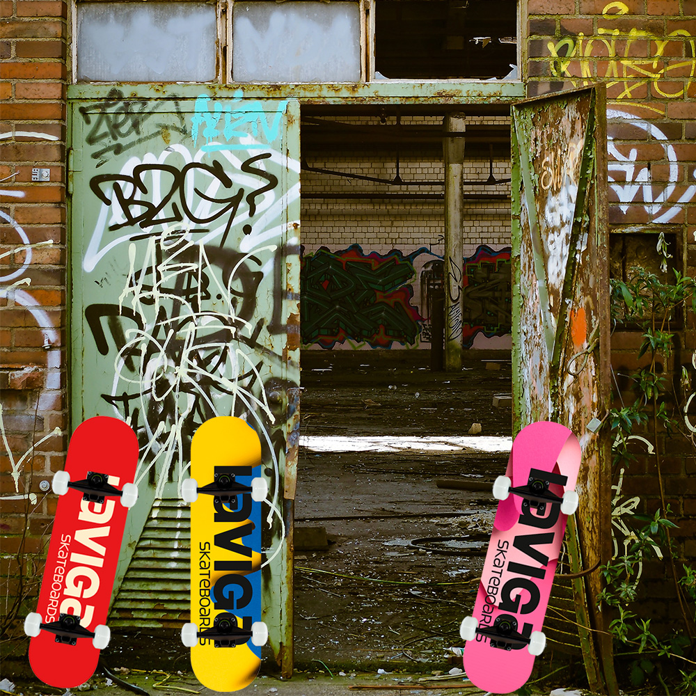 Foto 4 pulgar | Patineta Juvenil Para Niños Ondas Amarillas Laviga Madera Gruesa De Alta Resistencia