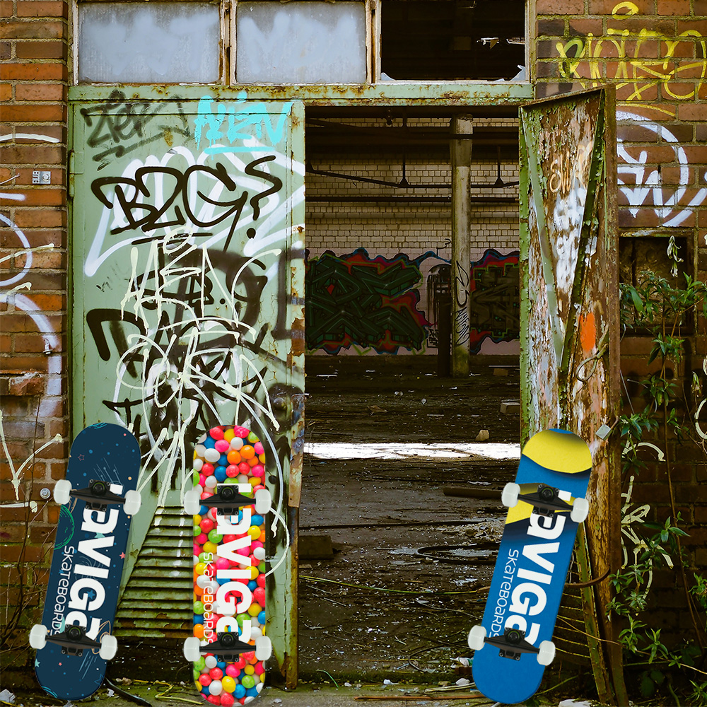 Foto 4 pulgar | Patineta Juvenil Para Niños Galaxia Azul Marino Laviga Madera Gruesa De Alta Resistencia