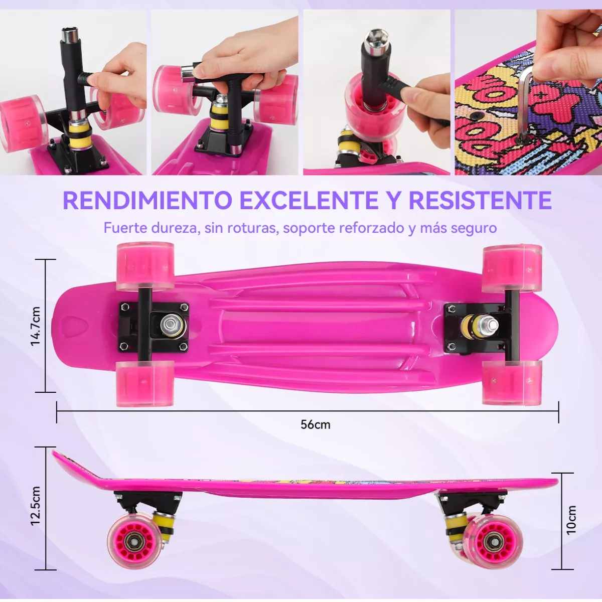 Foto 3 pulgar | Patineta Skateboard Tipo Penny Cruiser Freestyle Rueda Luces Grafitti Eo Safe Imports Esi-14516 Multicolor