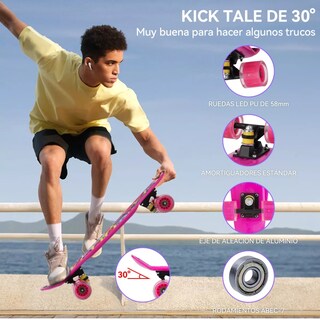 Foto 3 | Patineta Skateboard Tipo Penny Cruiser Freestyle Rueda Luces Grafitti Eo Safe Imports Esi-14516 Multicolor