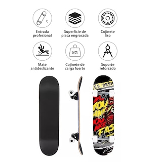 Foto 2 | Patineta Completa Profesional Skateboard Principiante Adulto Eo Safe Imports Esi-14524 Multicolor