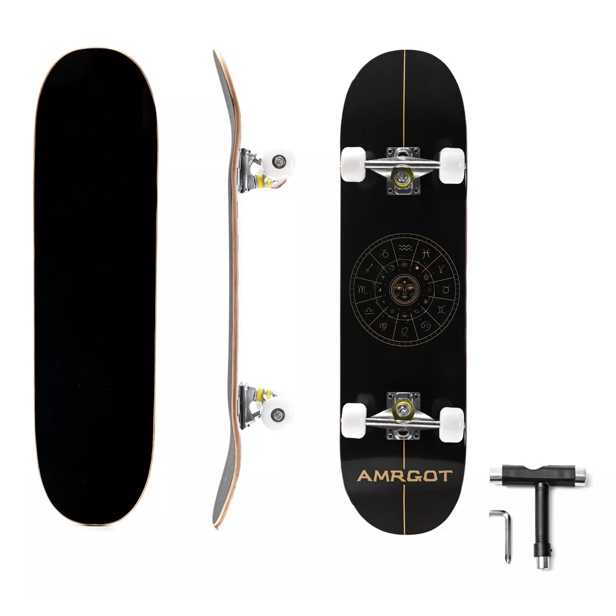 Foto 2 | Patineta Profesional de Madera Rusa Ruedas Zodiaco Eo Safe Imports Esi-17392 Negro