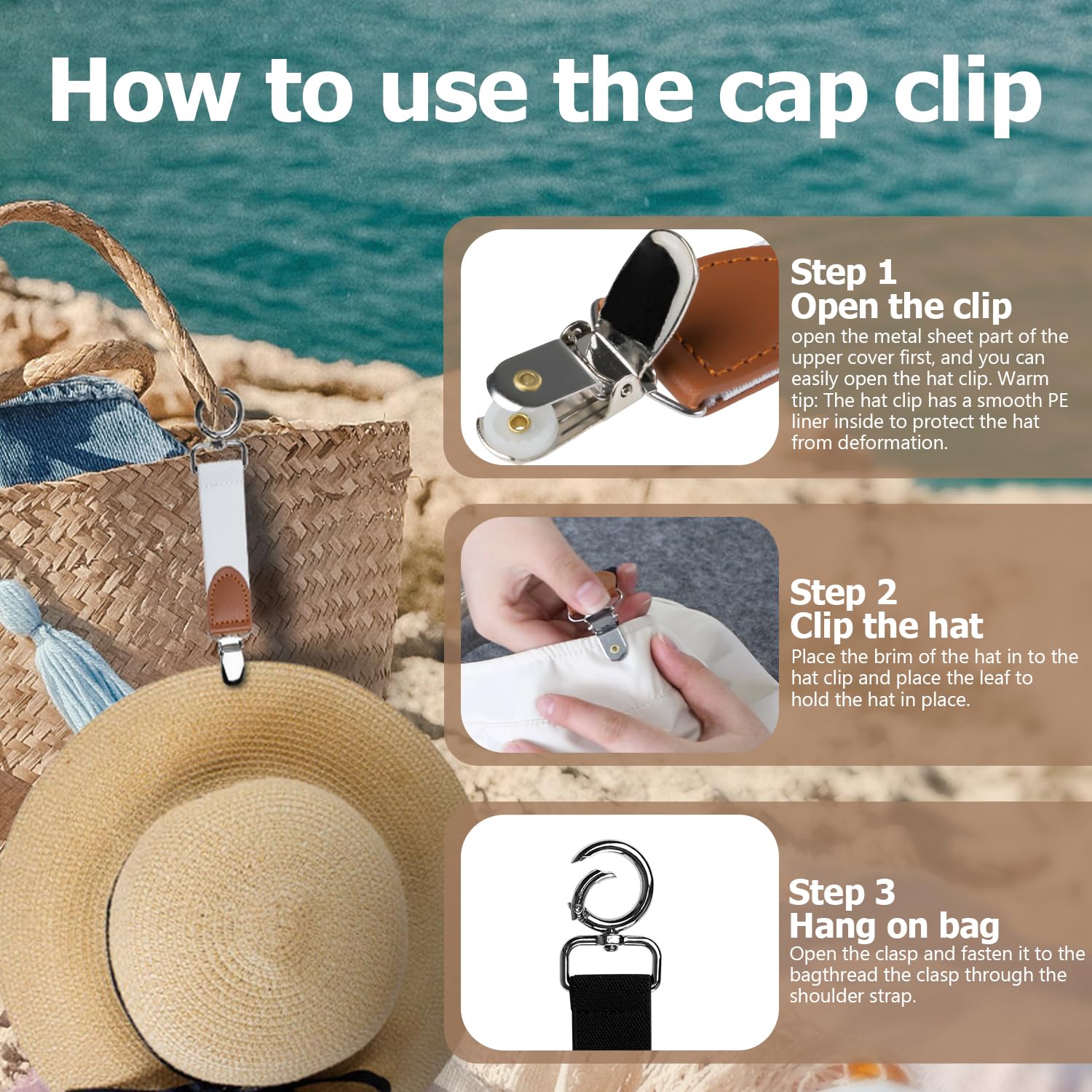 Foto 5 pulgar | Clips Para Sombreros Nearockle Para Viajes, Bolsos, Mochilas, Equipaje, X3 - Venta Internacional.
