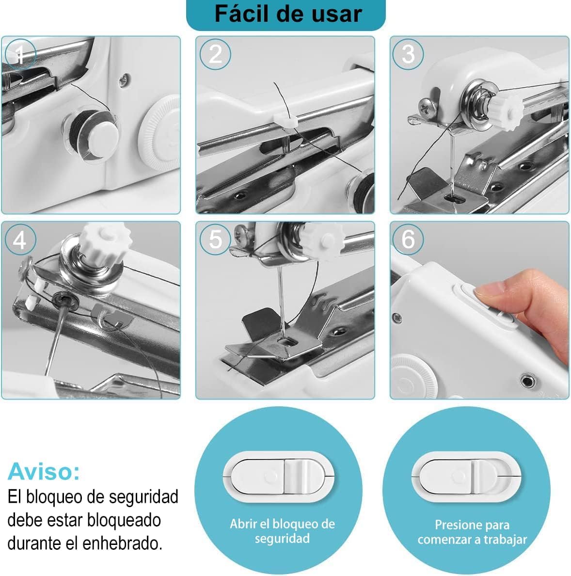 Foto 4 pulgar | Mini Máquina de Coser Kimhi Portable Blanca