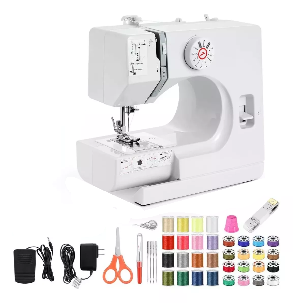 Máquina De Coser Eléctrica Doméstica Portátil Con Accesorios Eo Safe Imports Esi-18150 Blanco