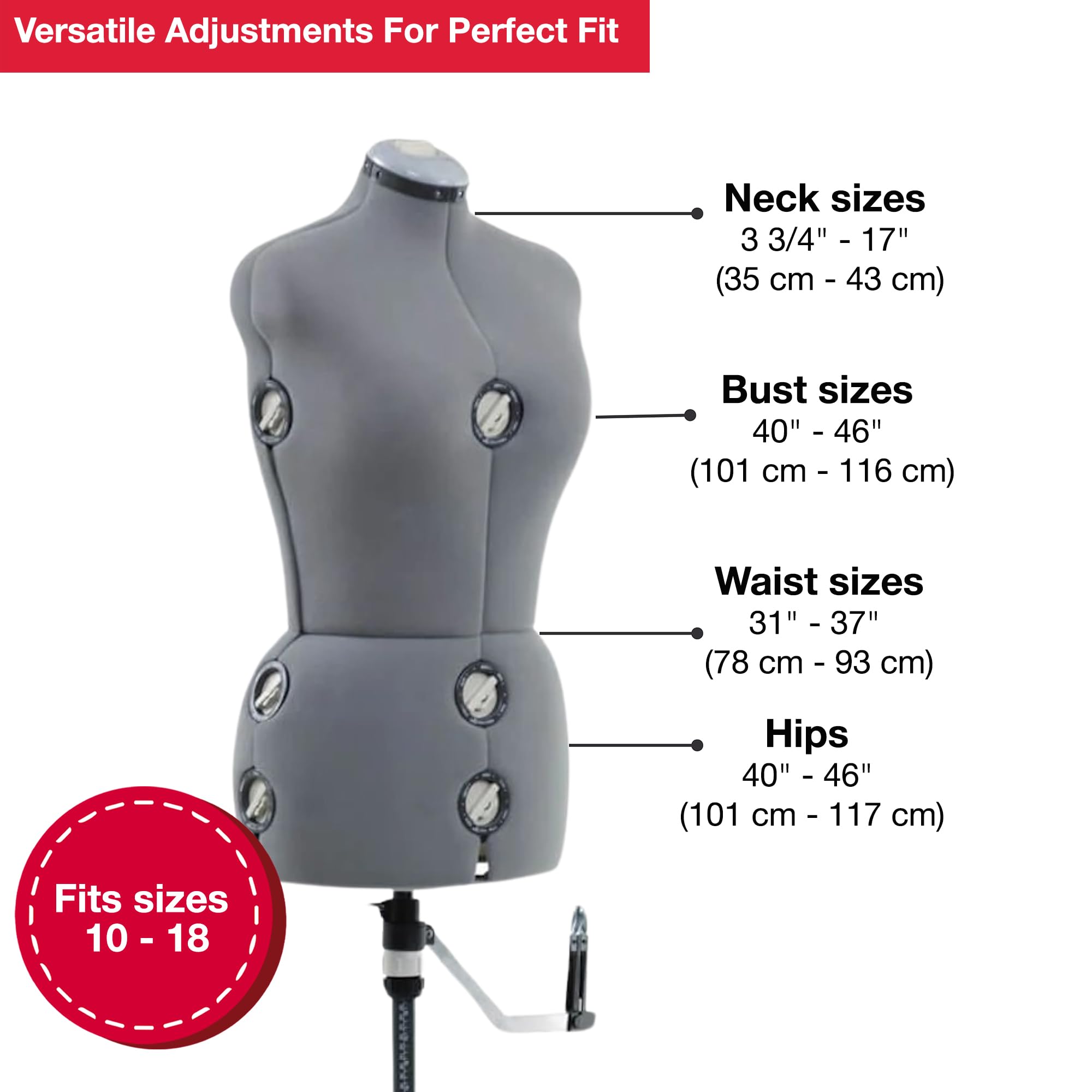 Foto 3 pulgar | Maniquí Ajustable Para Mujer Con Forma De Vestido Singer, Tallas 10-18, Color Gris - Venta Internacional.