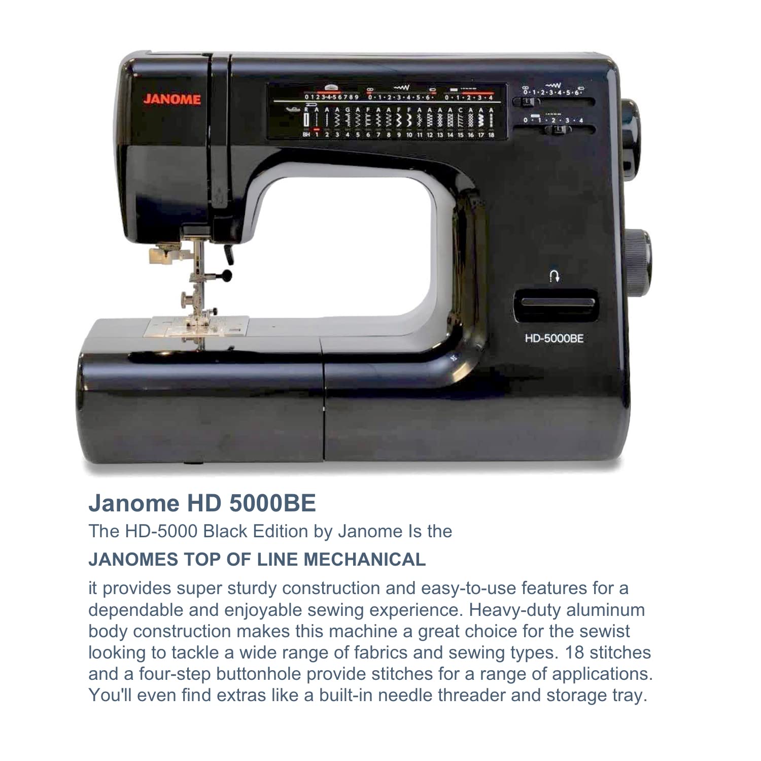 Foto 5 | Máquina De Coser Janome Hd-5000 Black Edition 18 Puntadas - Venta Internacional.