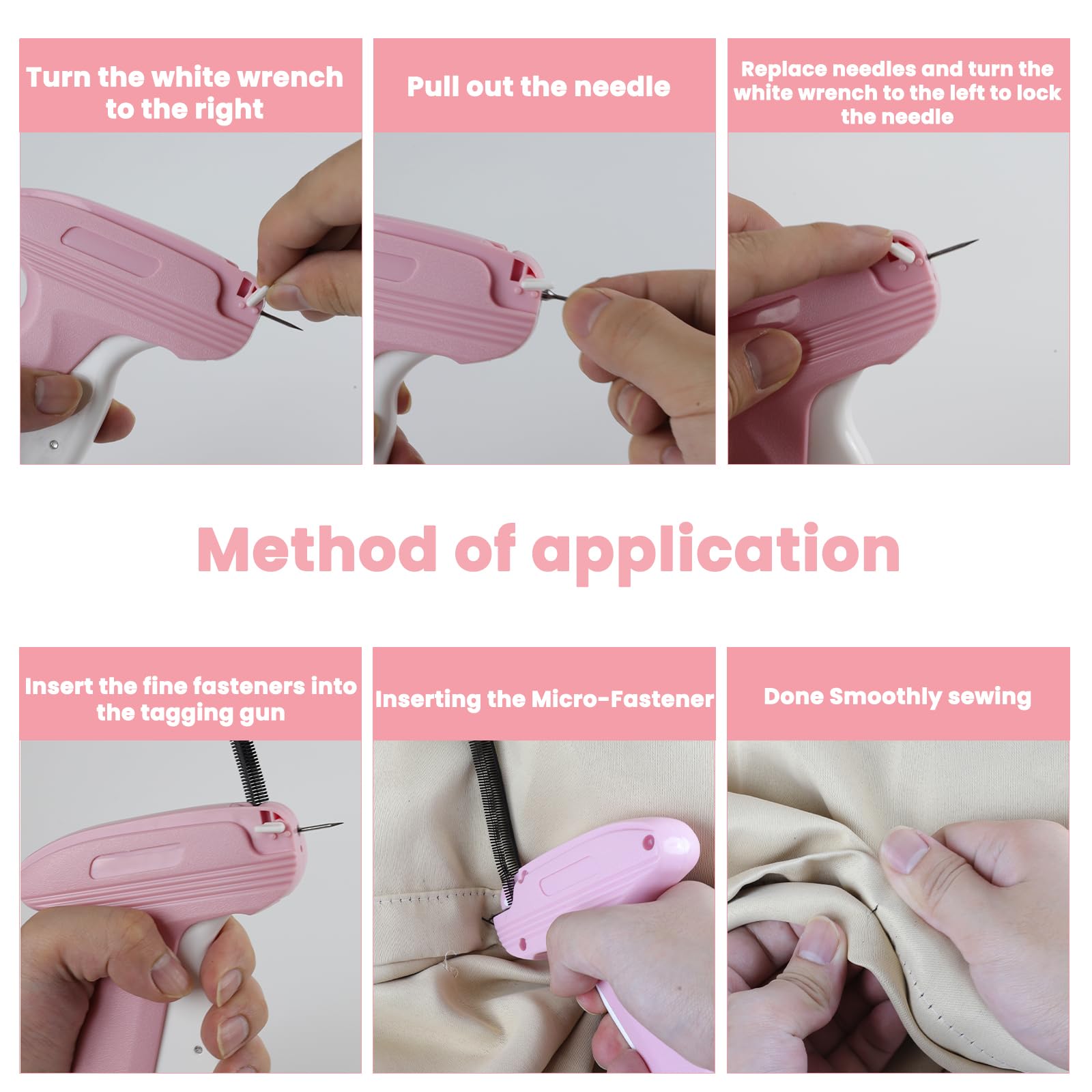 Foto 7 pulgar | Kit De Recambio Para Minipistola Stitch Gun, Color Rosa Con Agujas - Venta Internacional.