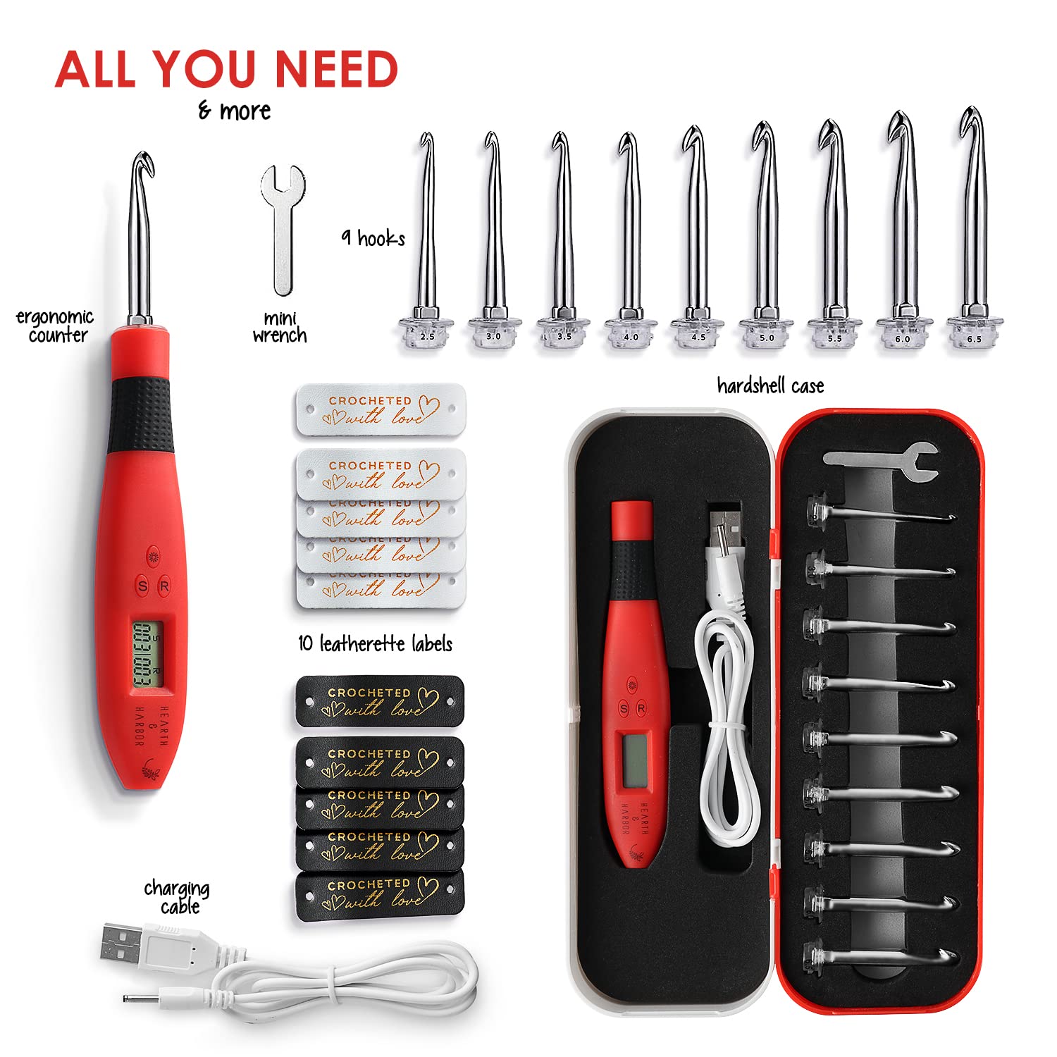 Foto 7 | Juego De Ganchillos Para Ganchillo Hearth & Harbor Light Up Con Funda Y Encimera - Venta Internacional.