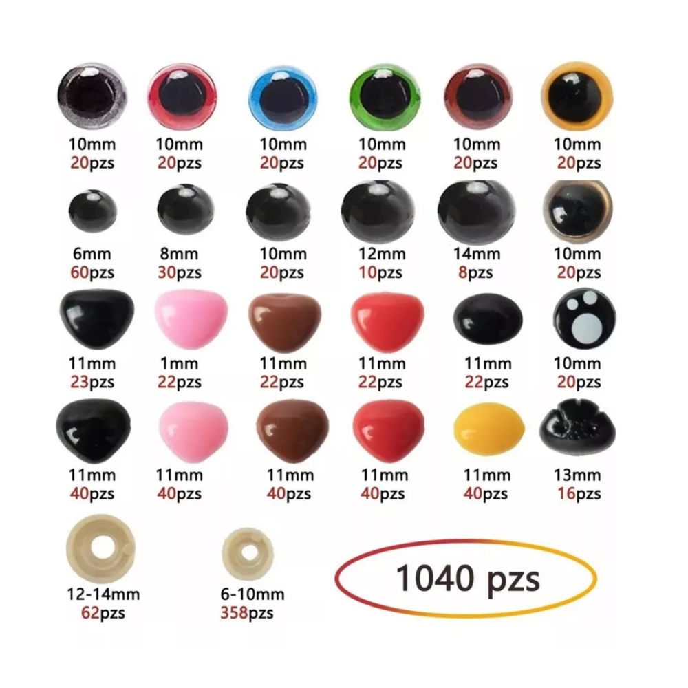 Foto 3 pulgar | Ojos Y Nariz Seguridad Amigurumis 1040 Pzas, Negros Belug