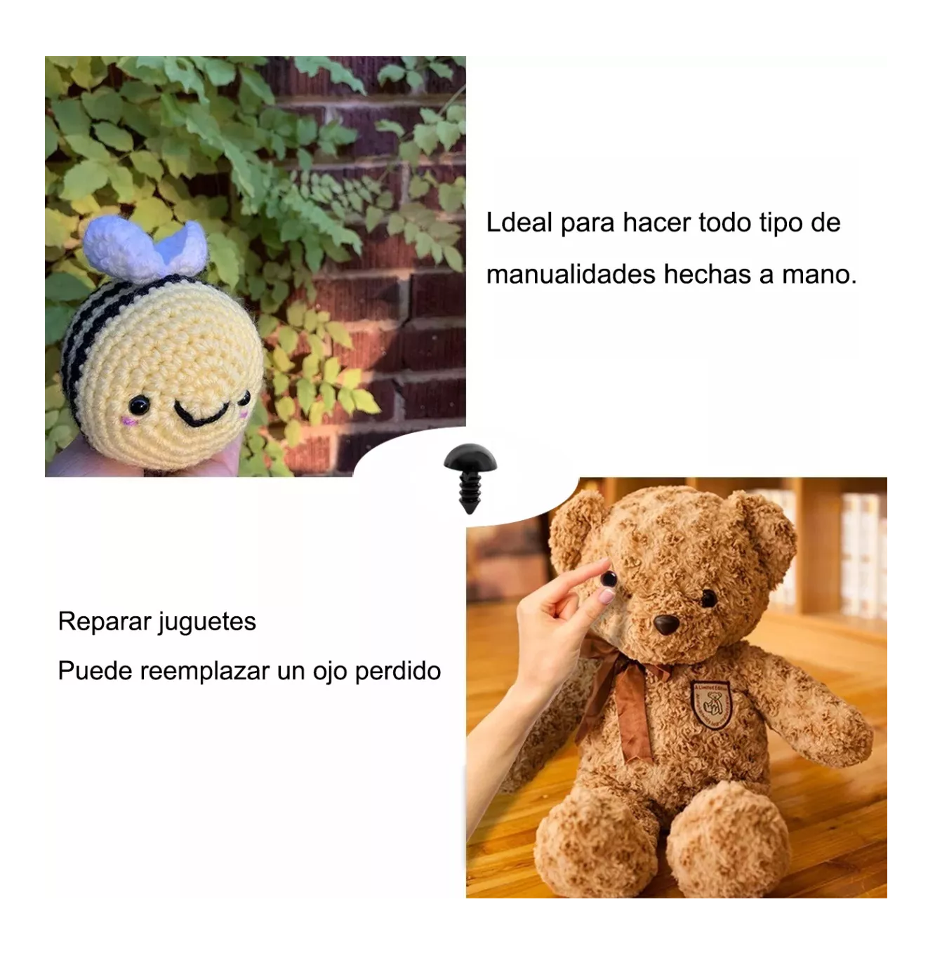 Foto 4 pulgar | Ojos Y Nariz Seguridad Amigurumis Lab.g 1040 Pzas, Negros