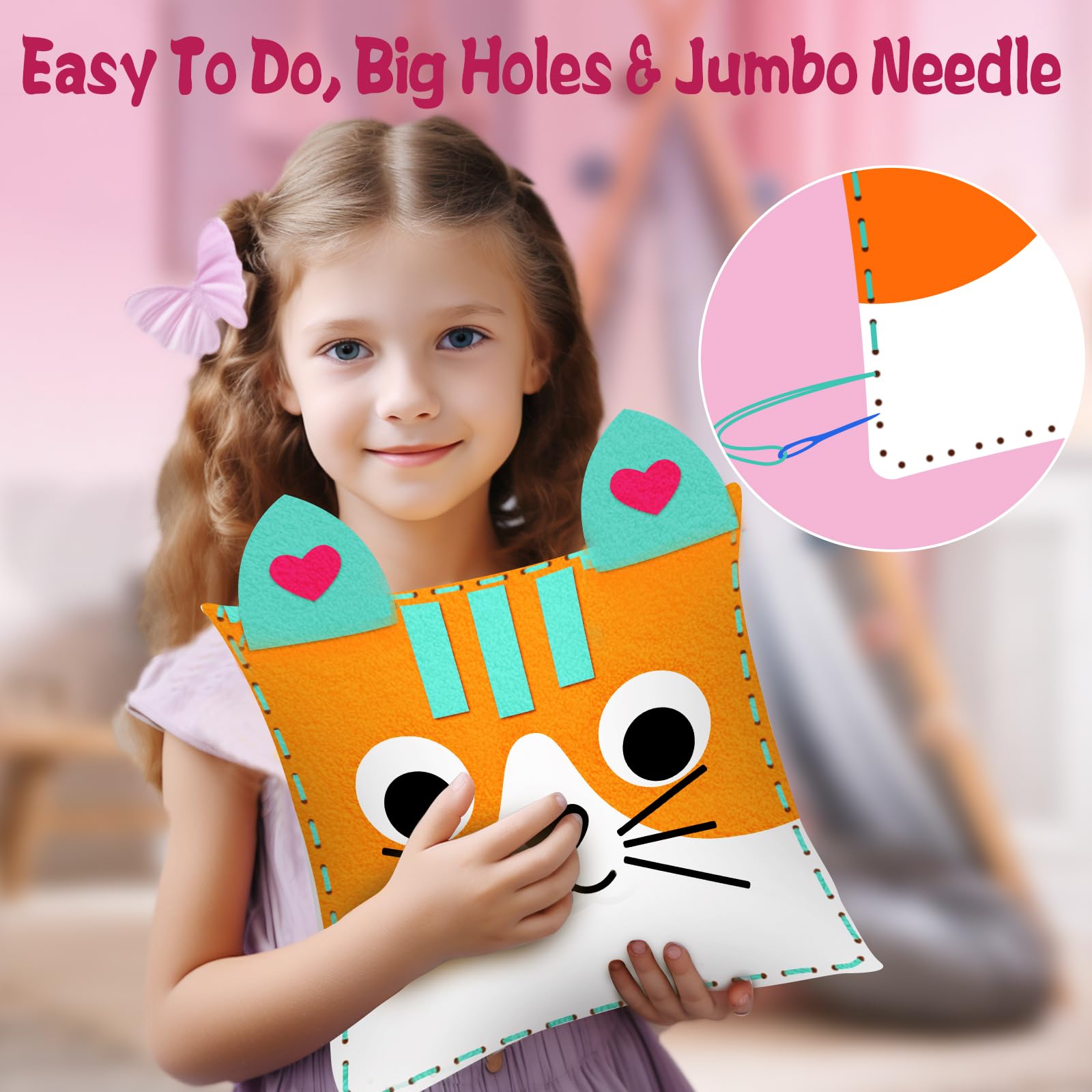Foto 7 pulgar | Kit De Costura Meguo Para Niños Principiantes Con 8 Bolsos Y Adornos De Bricolaje - Venta Internacional.