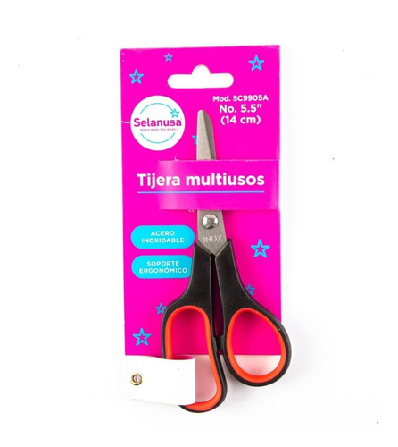 Foto 4 pulgar | Tijera Multiusos Negro/rojo Selanusa Acero Inoxidable 20 Cm