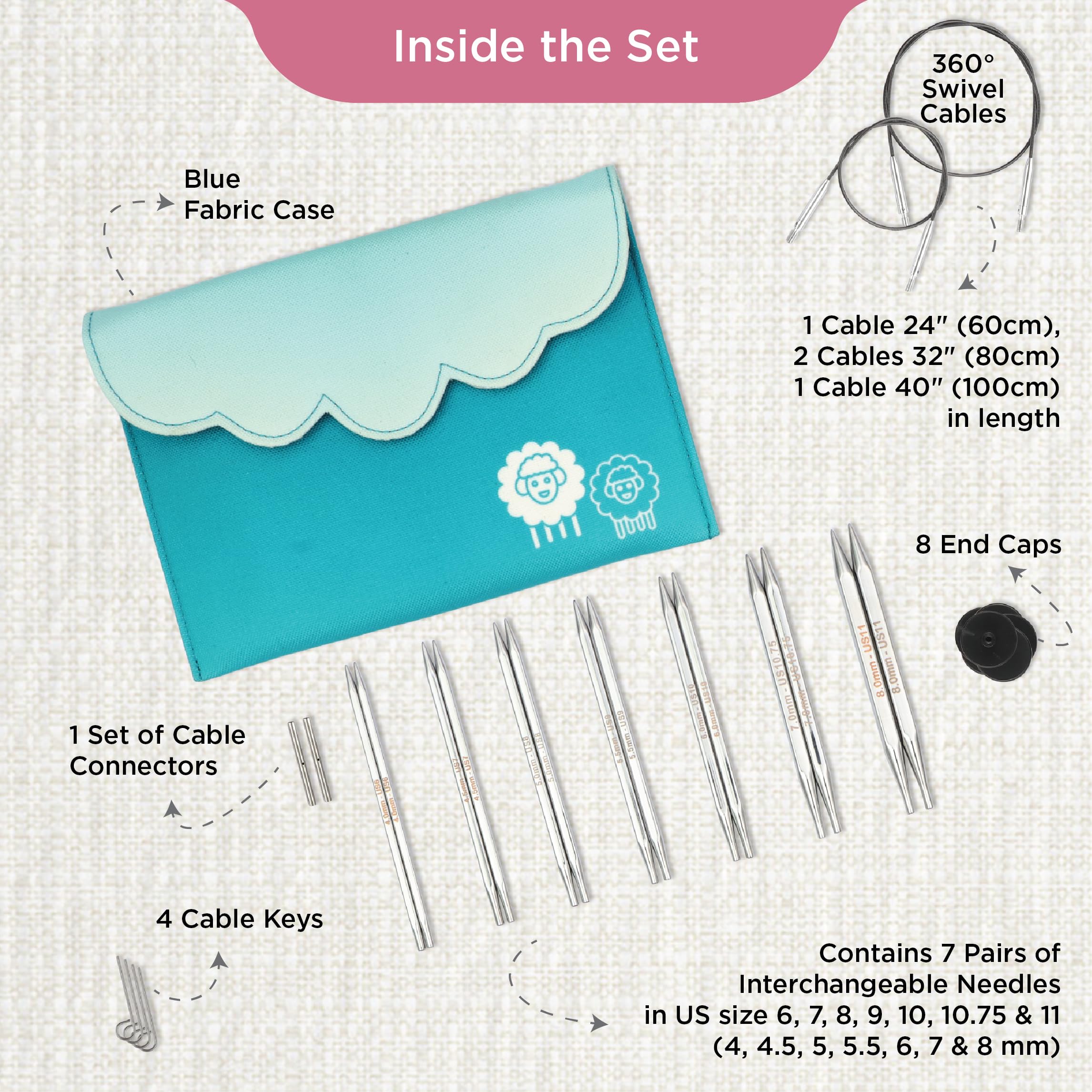 Foto 2 | Juego De Agujas Intercambiables Knitpro Nova Cubics Deluxe 5 - Venta Internacional.