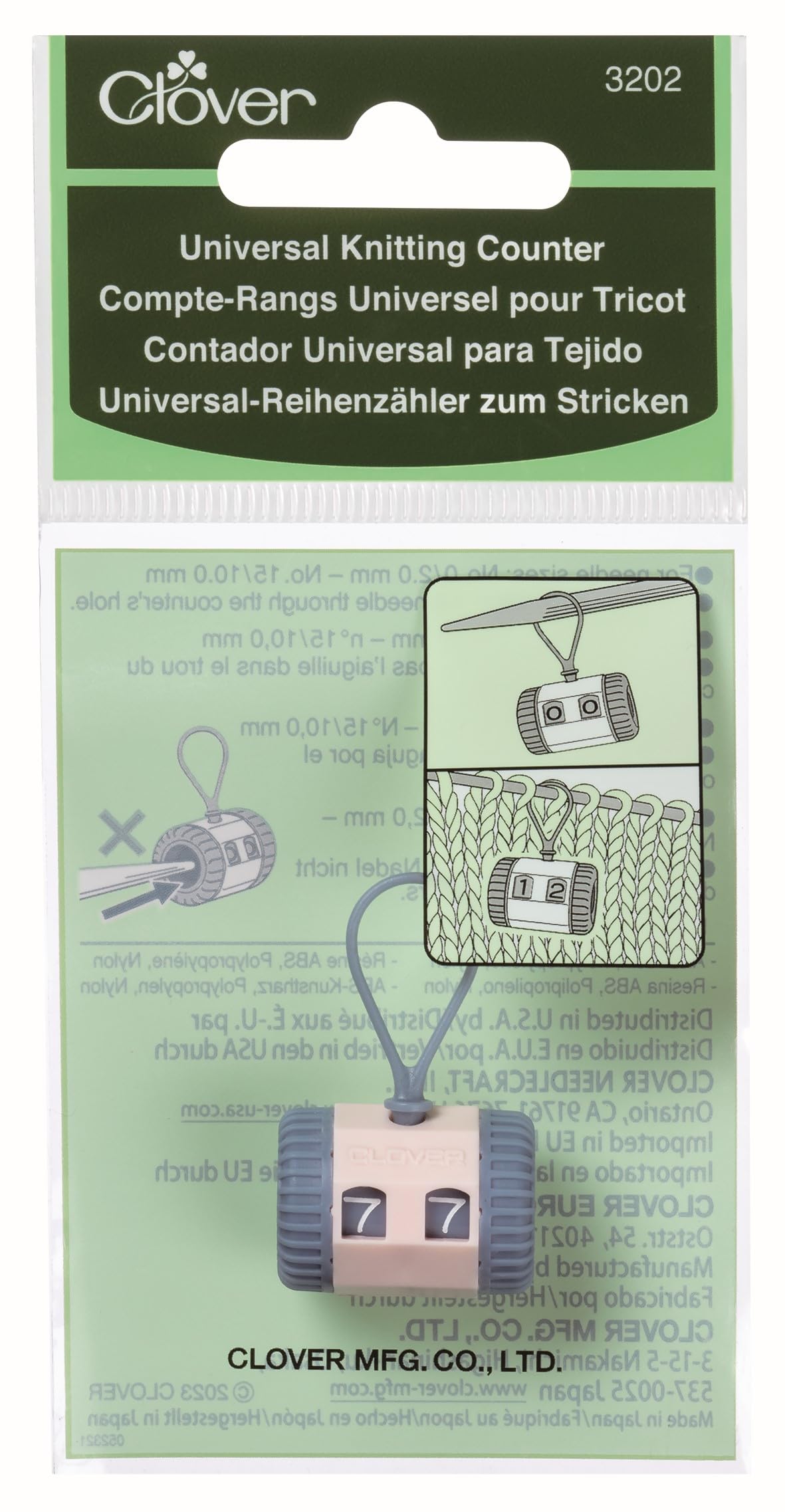 Foto 1 | Knitting Row Counter Clover Universal, Color Melocotón Y Gris - Venta Internacional.