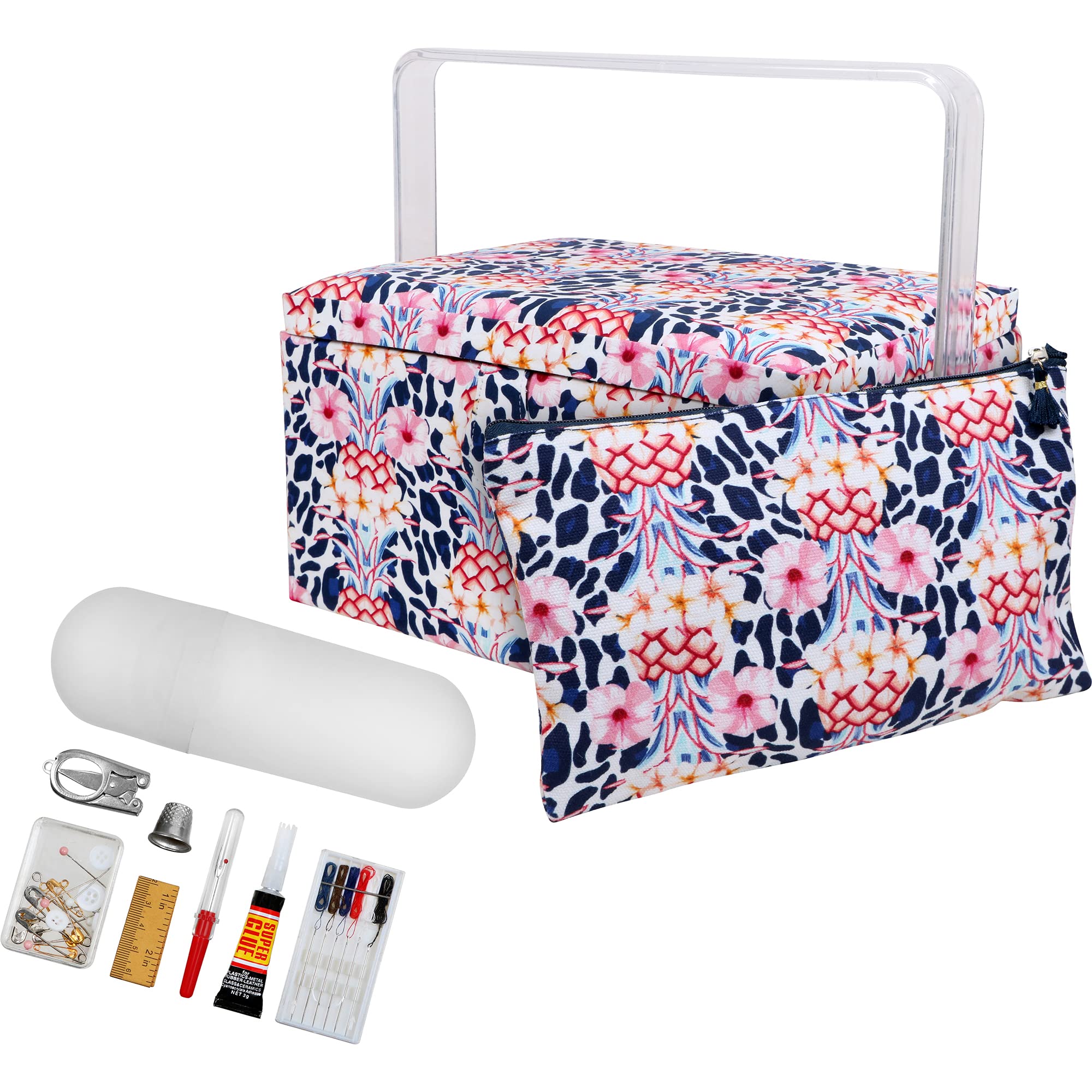 Foto 1 | Cesta De Costura Singer Grande Con Estampado De Animales Tropicales De Primera Calidad - Venta Internacional.
