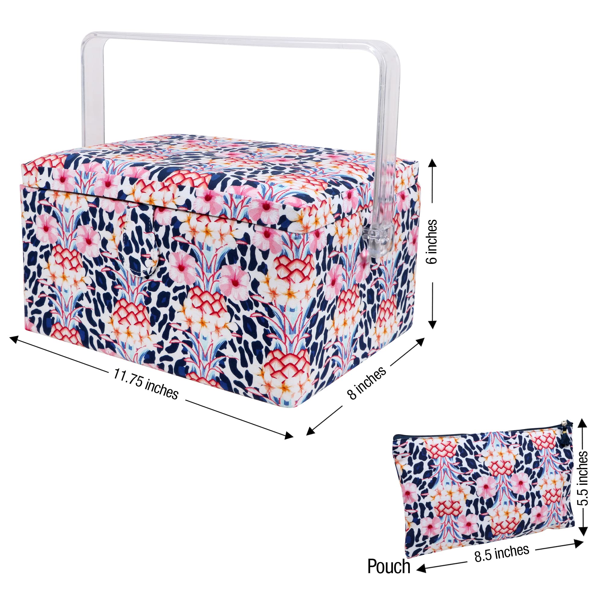 Foto 5 pulgar | Cesta De Costura Singer Grande Con Estampado De Animales Tropicales De Primera Calidad - Venta Internacional.