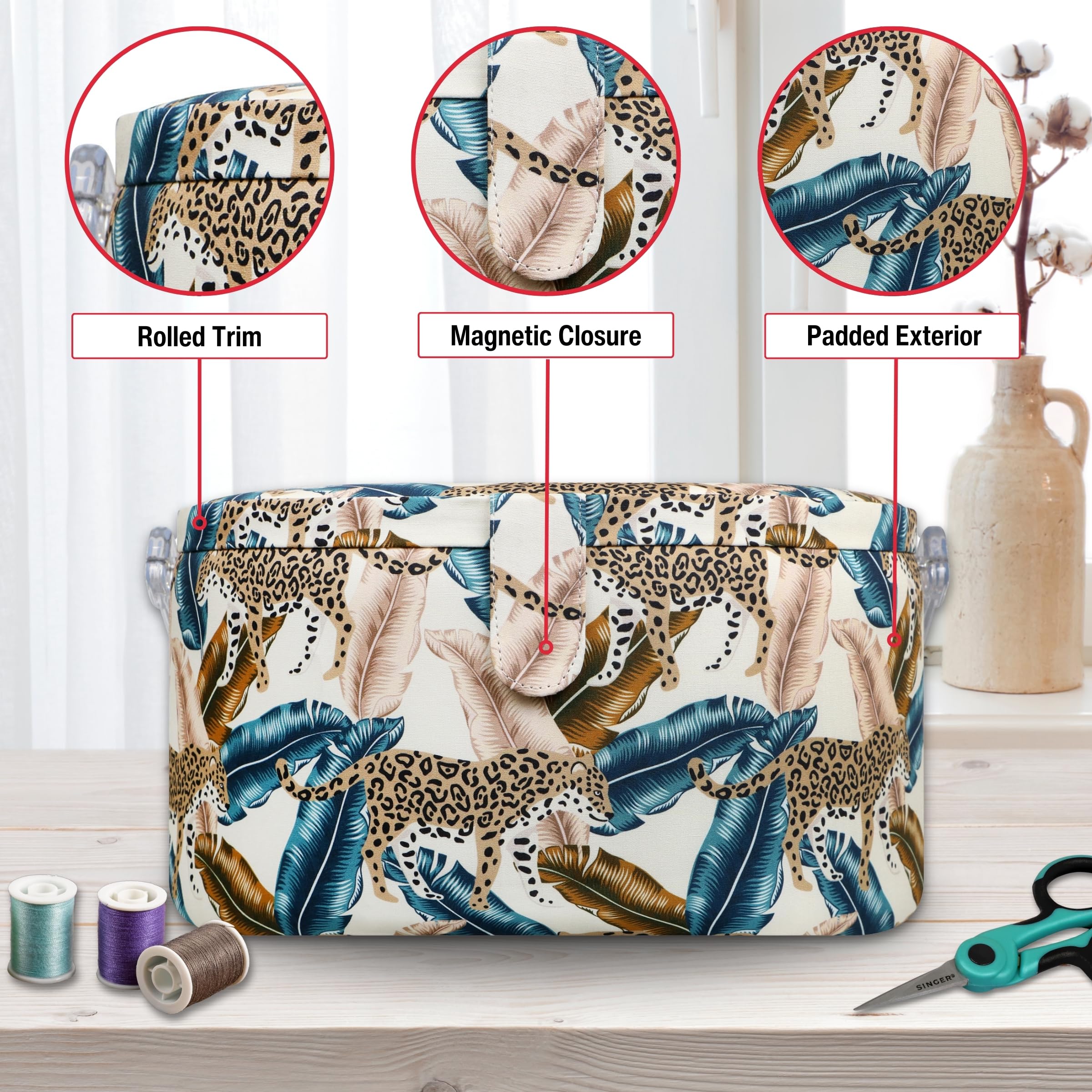 Foto 5 pulgar | Cesta De Costura Singer Premium Redonda Grande Con Bolsa Con Cierre - Venta Internacional.