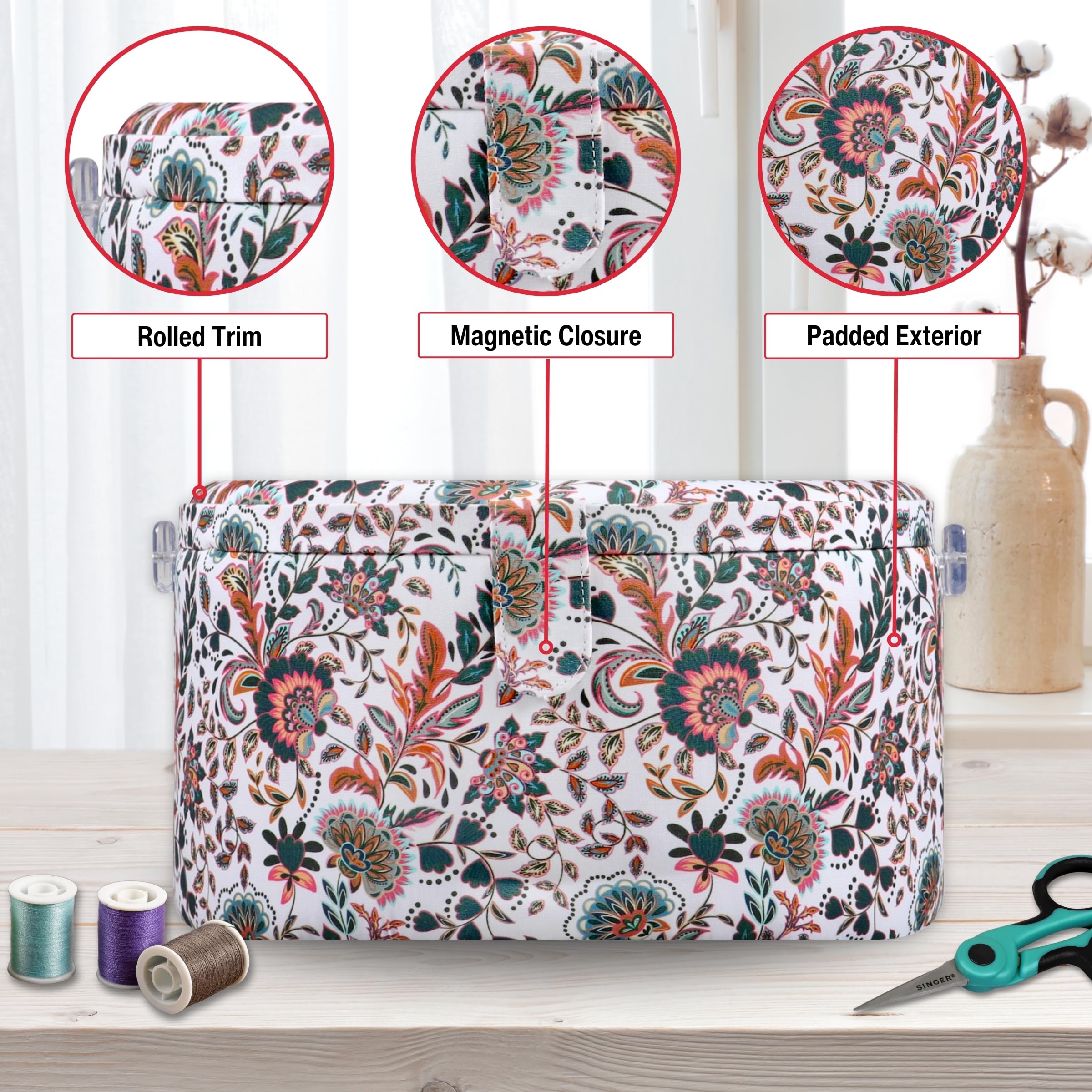 Foto 4 pulgar | Cesta De Costura Singer Premium Redonda Grande Con Bolsa Con Cierre - Venta Internacional.