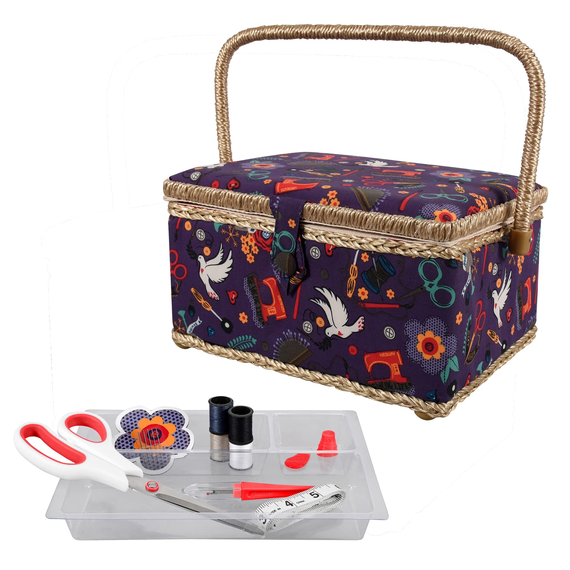 Foto 1 | Cesta De Costura Singer Con Kit De Costura, Agujas Y Hilo, Color Morado - Venta Internacional.